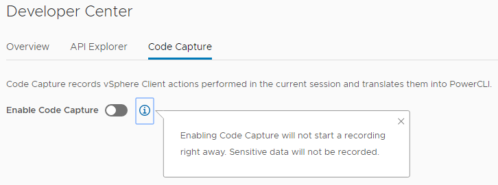 Code Capture tab details