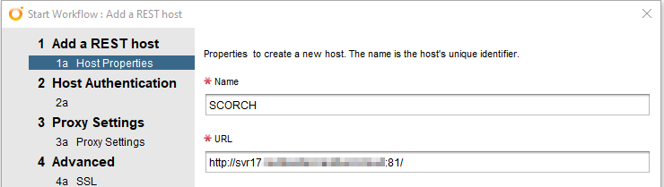 Host properties for Add a REST Host