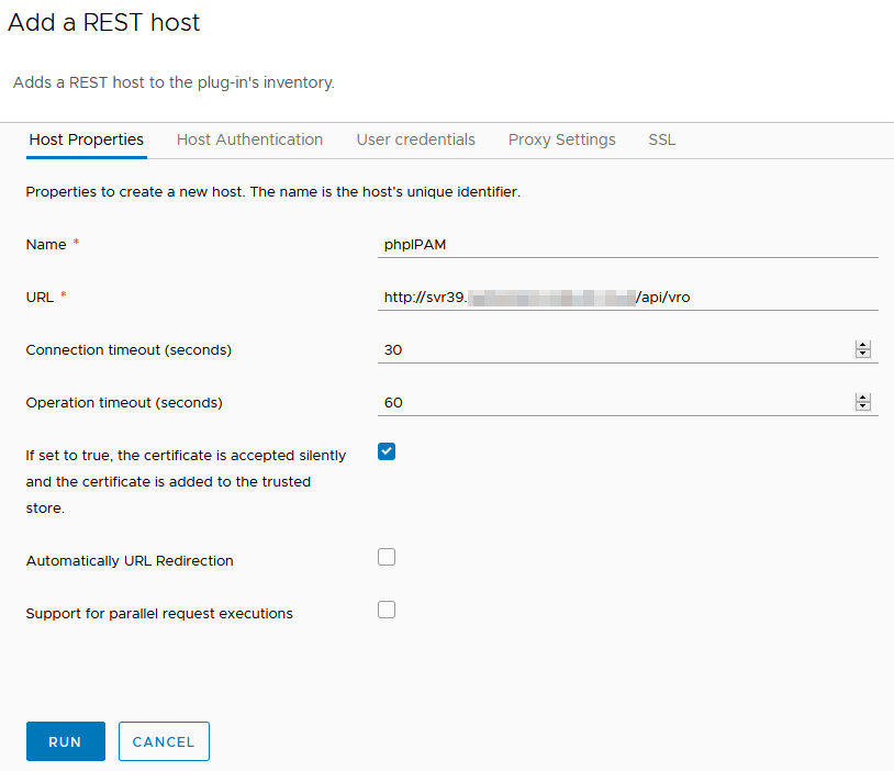 Adding the IPAM REST Host